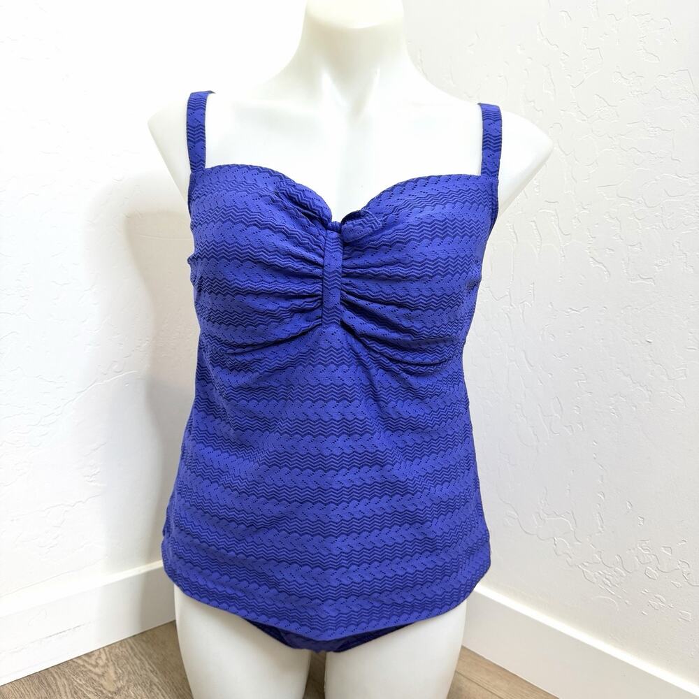 Primadonna Swim Venice Tankini Swimsuit Set Womens 38E Large Blue Pool 2 Piece